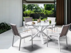 Set da pranzo da giardino 4 posti MALETTO/BUSSETO Metallo Bianco