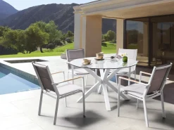 Set da pranzo da giardino 4 posti MALETTO/BUSSETO Metallo Bianco