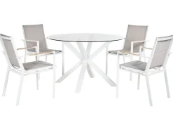 Set da pranzo da giardino 4 posti MALETTO/BUSSETO Metallo Bianco