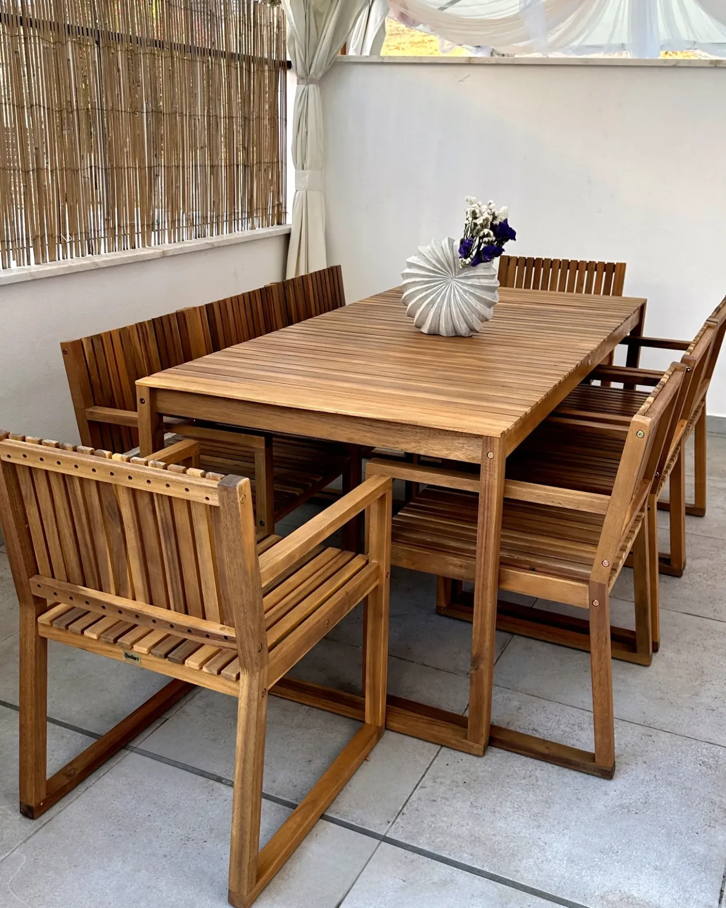 Set da pranzo da giardino con carrello 8 posti SASSARI II Legno di acacia certificato Marrone chiaro
