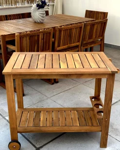 Set da pranzo da giardino con carrello 8 posti SASSARI II Legno di acacia certificato Marrone chiaro