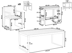 Set da pranzo da giardino con carrello 8 posti SASSARI II Legno di acacia certificato Marrone chiaro