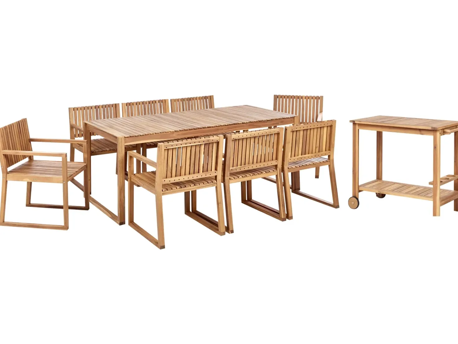 Set da pranzo da giardino con carrello 8 posti SASSARI II Legno di acacia certificato Marrone chiaro