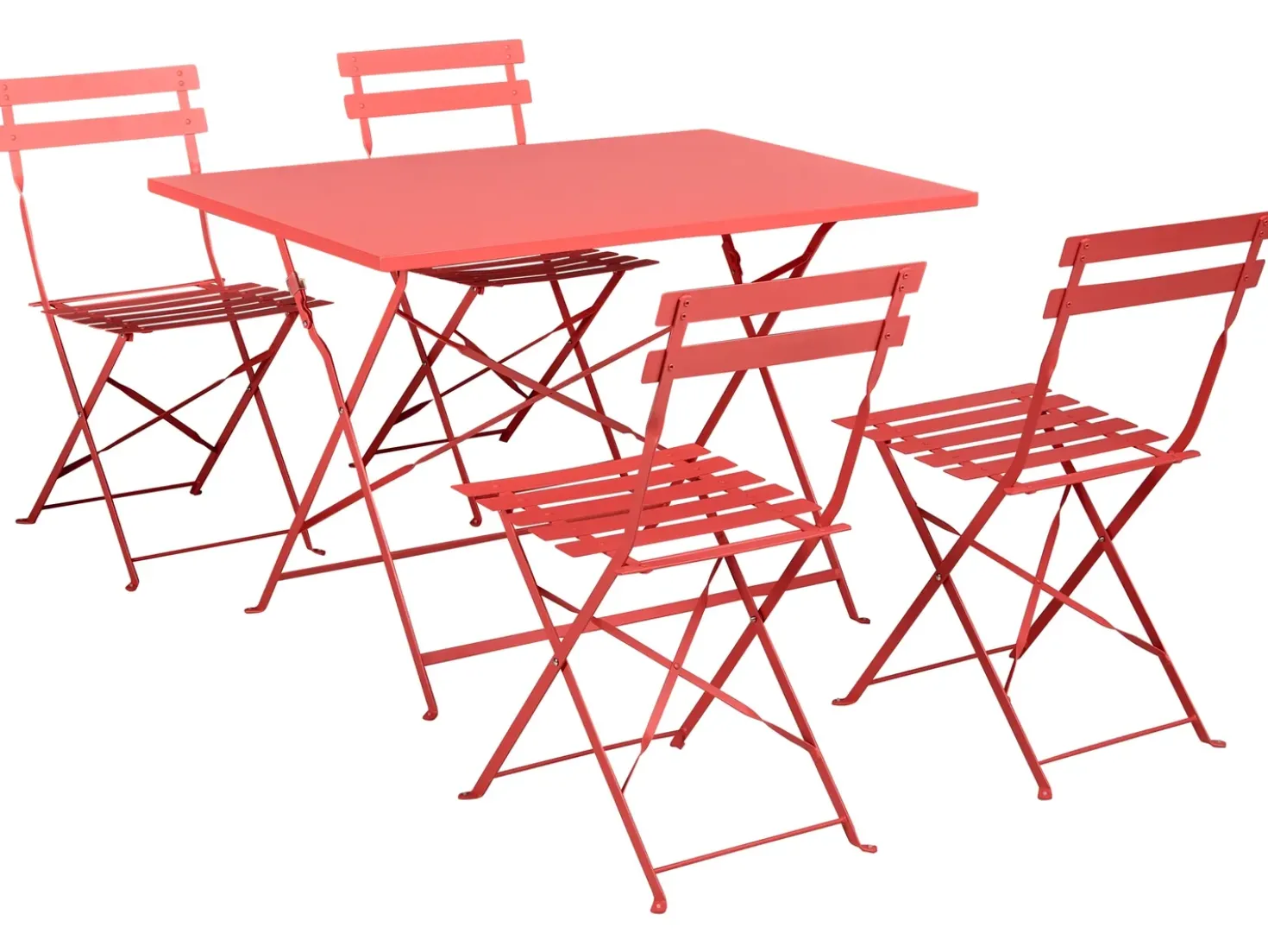 Set da pranzo da giardino 4 posti FIORI Metallo Rosso