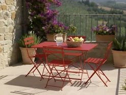 Set da pranzo da giardino 4 posti FIORI Metallo Rosso