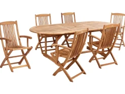 Set da pranzo da giardino 6 posti MAUI II con Ombrellone (12 opzioni) Legno d'acacia Marrone chiaro