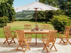 Set da pranzo da giardino 6 posti MAUI II con Ombrellone (12 opzioni) Legno d'acacia Marrone chiaro