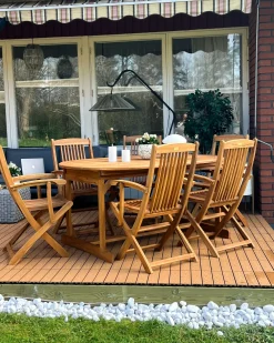 Set da pranzo da giardino 6 posti MAUI II con Ombrellone (12 opzioni) Legno d'acacia Marrone chiaro