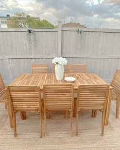 Set da pranzo da giardino 4 posti OMBRIANO Legno di acacia certificato Marrone chiaro