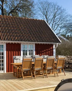 Set da pranzo da giardino 6 posti JAVA con cuscini Legno d'acacia Tortora