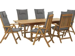 Set da pranzo da giardino 6 posti JAVA con cuscini Legno d'acacia Grigio grafite