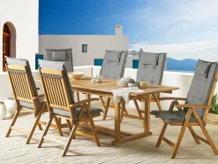 Set da pranzo da giardino 6 posti JAVA con cuscini Legno d'acacia Grigio grafite