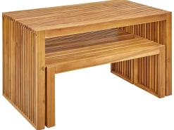 Set da pranzo da giardino con panche 4 posti BELLANO Legno d'acacia Marrone