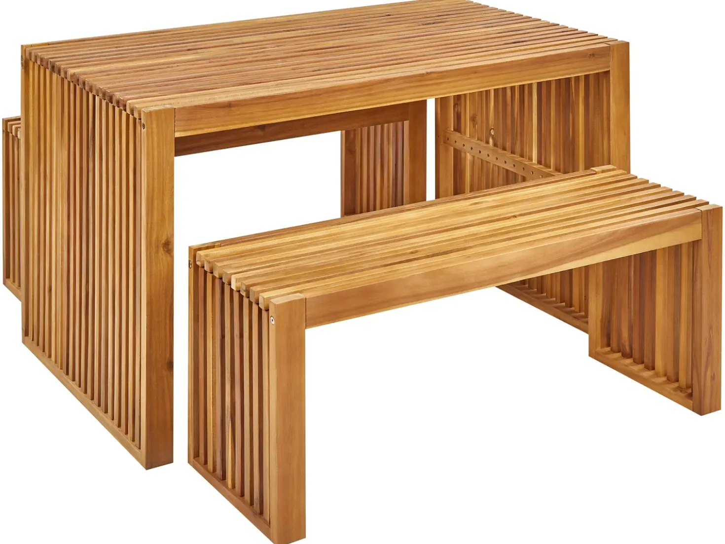 Set da pranzo da giardino con panche 4 posti BELLANO Legno d'acacia Marrone