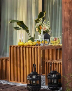 Set da pranzo da giardino con panche 4 posti BELLANO Legno d'acacia Marrone