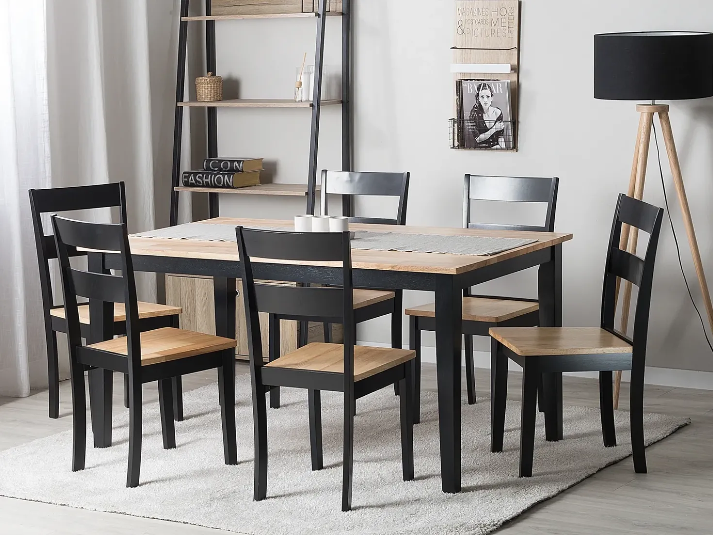 Set da pranzo GEORGIA Legno Marrone/Nero 6 posti