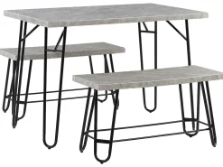 Set da pranzo KEMPTON Grigio chiaro 4 posti