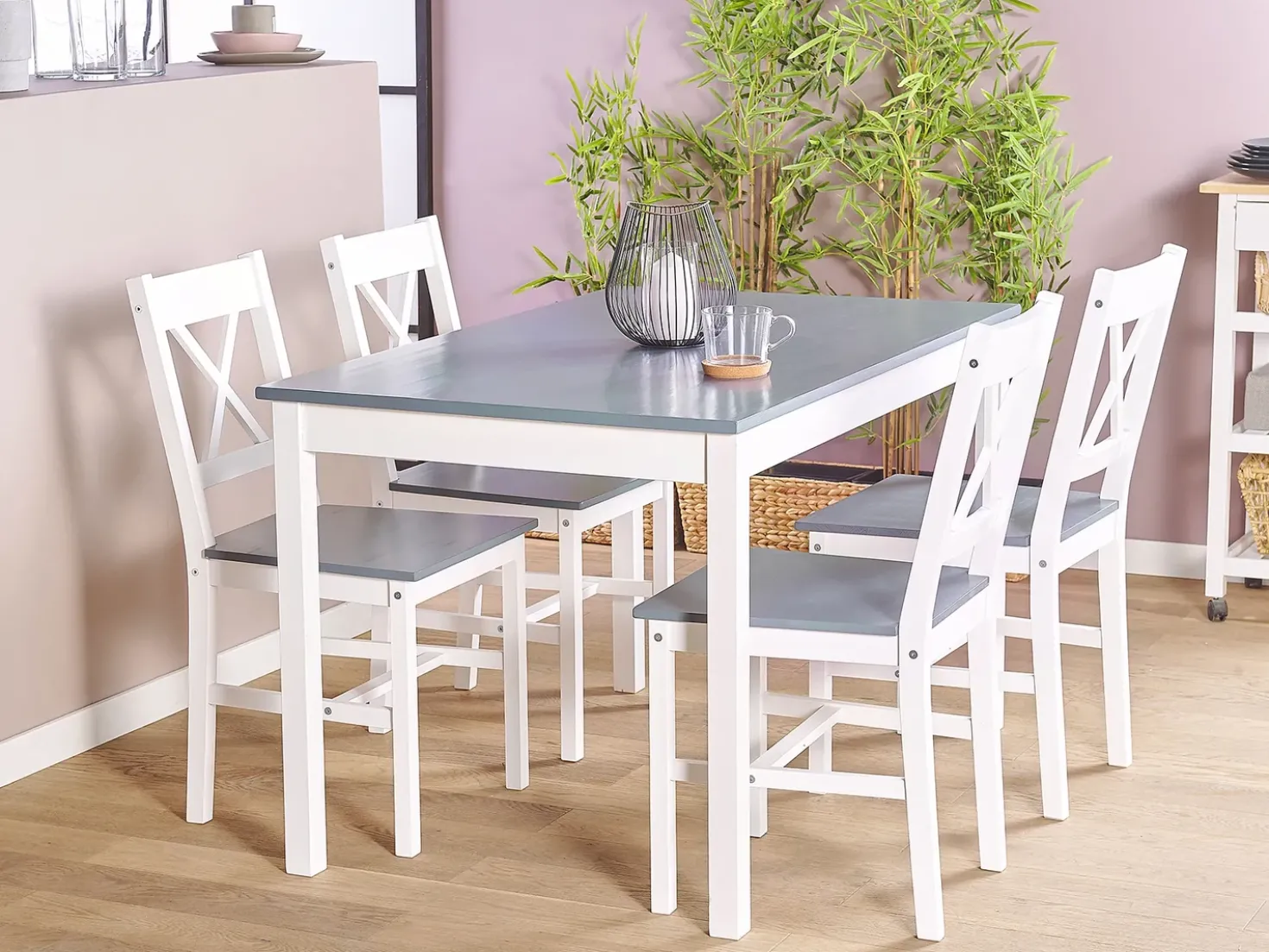 Set da pranzo MOANA Legno di pino Bianco 4 posti