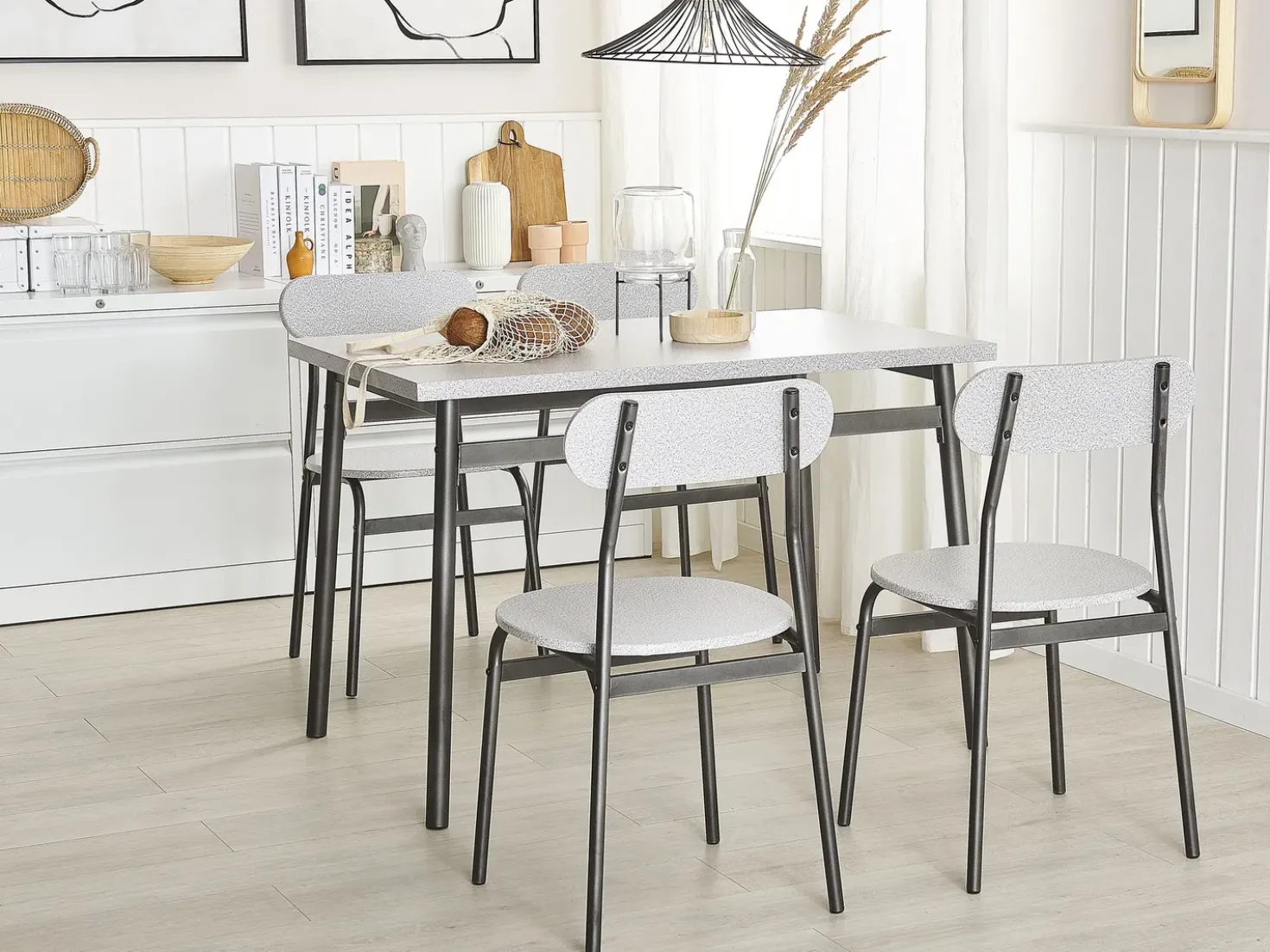 Set da pranzo VELDEN Grigio chiaro 4 posti