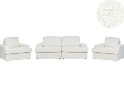 Set da salotto 5 posti ALLA Bouclé Bianco sporco