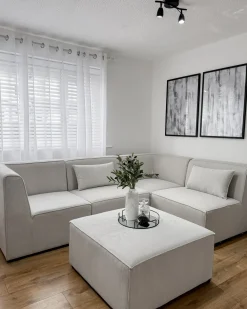 Set da salotto 5 posti ALLA Tessuto Beige chiaro