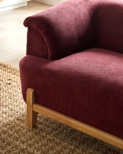 Set da salotto 5 posti ALNOR Ciniglia Bordeaux