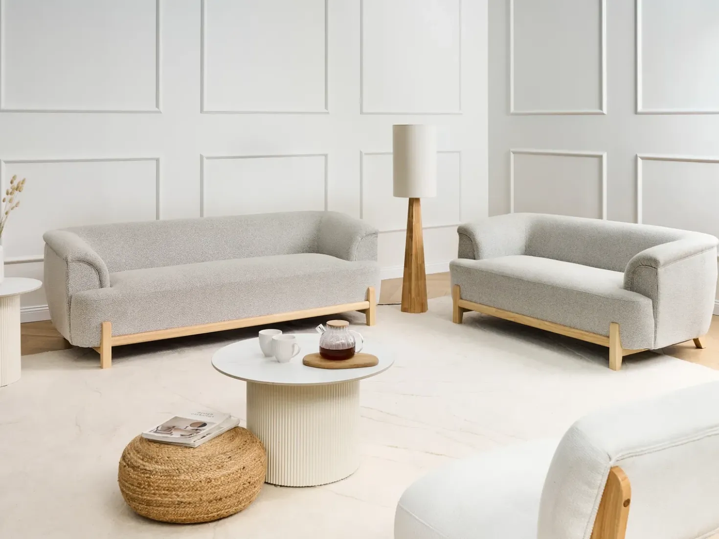 Set da salotto 5 posti ALNOR Tessuto Grigio chiaro