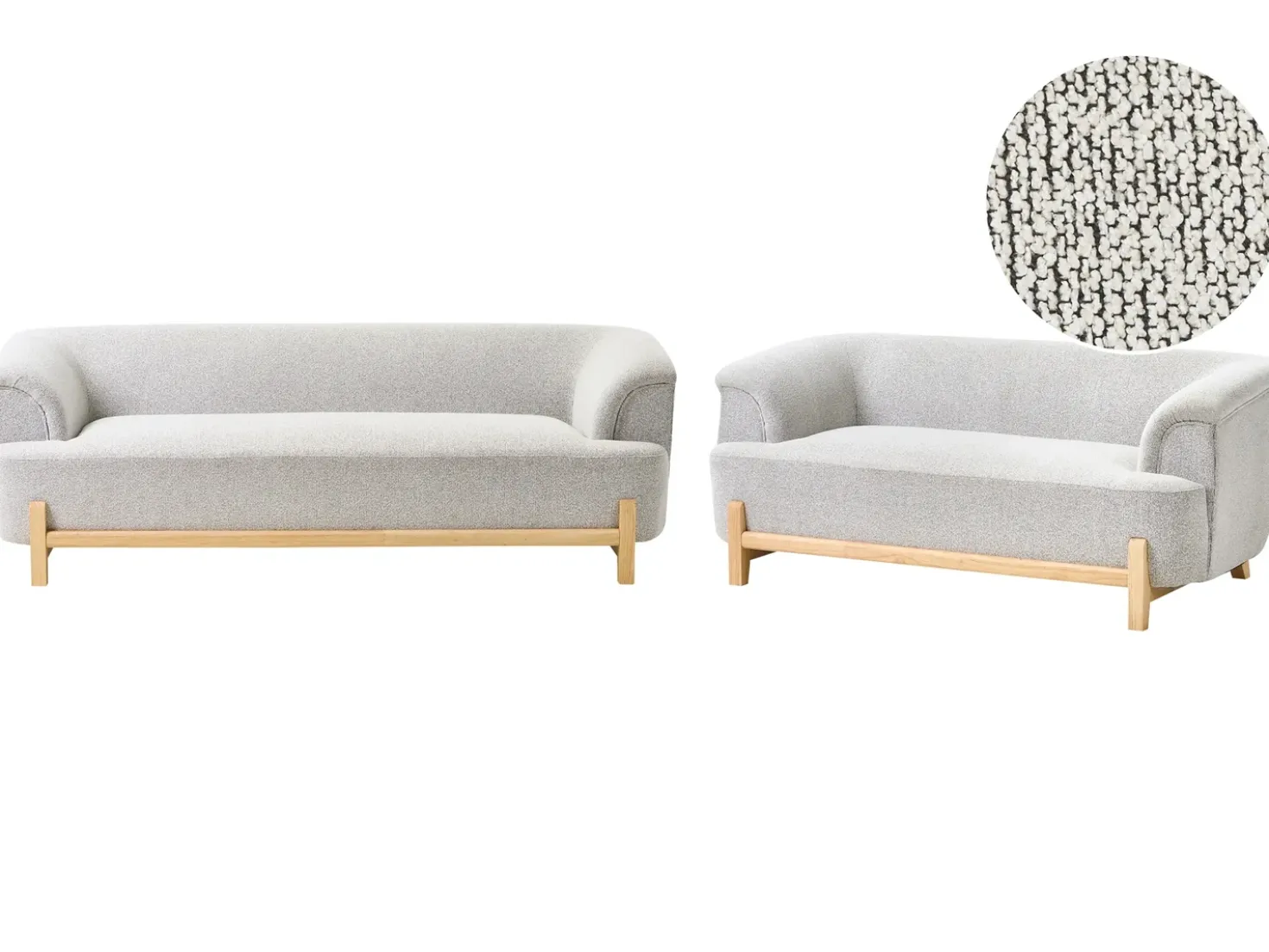 Set da salotto 5 posti ALNOR Tessuto Grigio chiaro