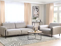 Set da salotto 4 posti ASKIM Tessuto Grigio chiaro