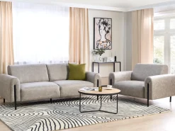 Set da salotto 4 posti ASKIM Tessuto Grigio chiaro