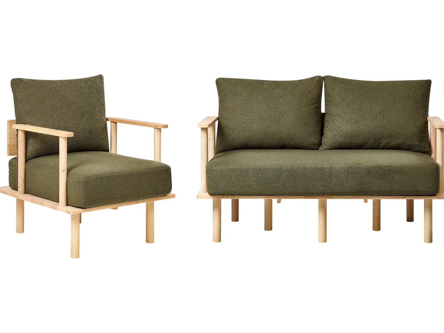 Set da salotto 3 posti ASKER Bouclé Verde scuro