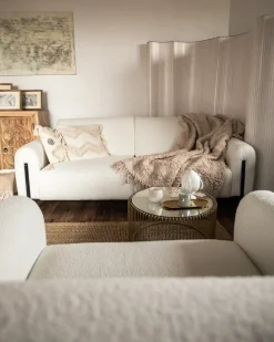 Set da salotto 4 posti ASKIM Bouclé Bianco