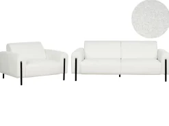 Set da salotto 4 posti ASKIM Bouclé Bianco