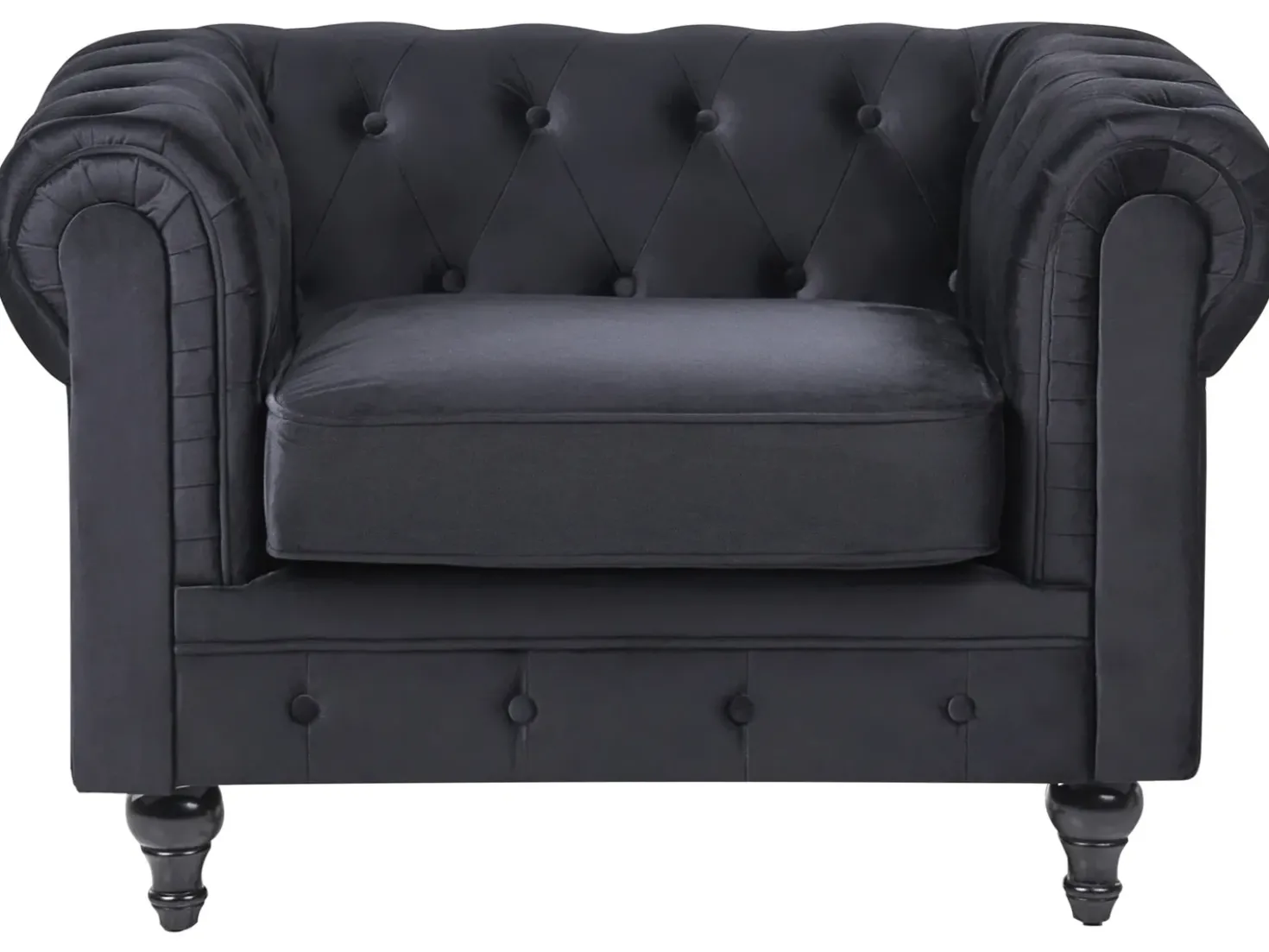 Set da salotto 4 posti CHESTERFIELD Velluto Nero