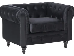 Set da salotto 4 posti CHESTERFIELD Velluto Nero