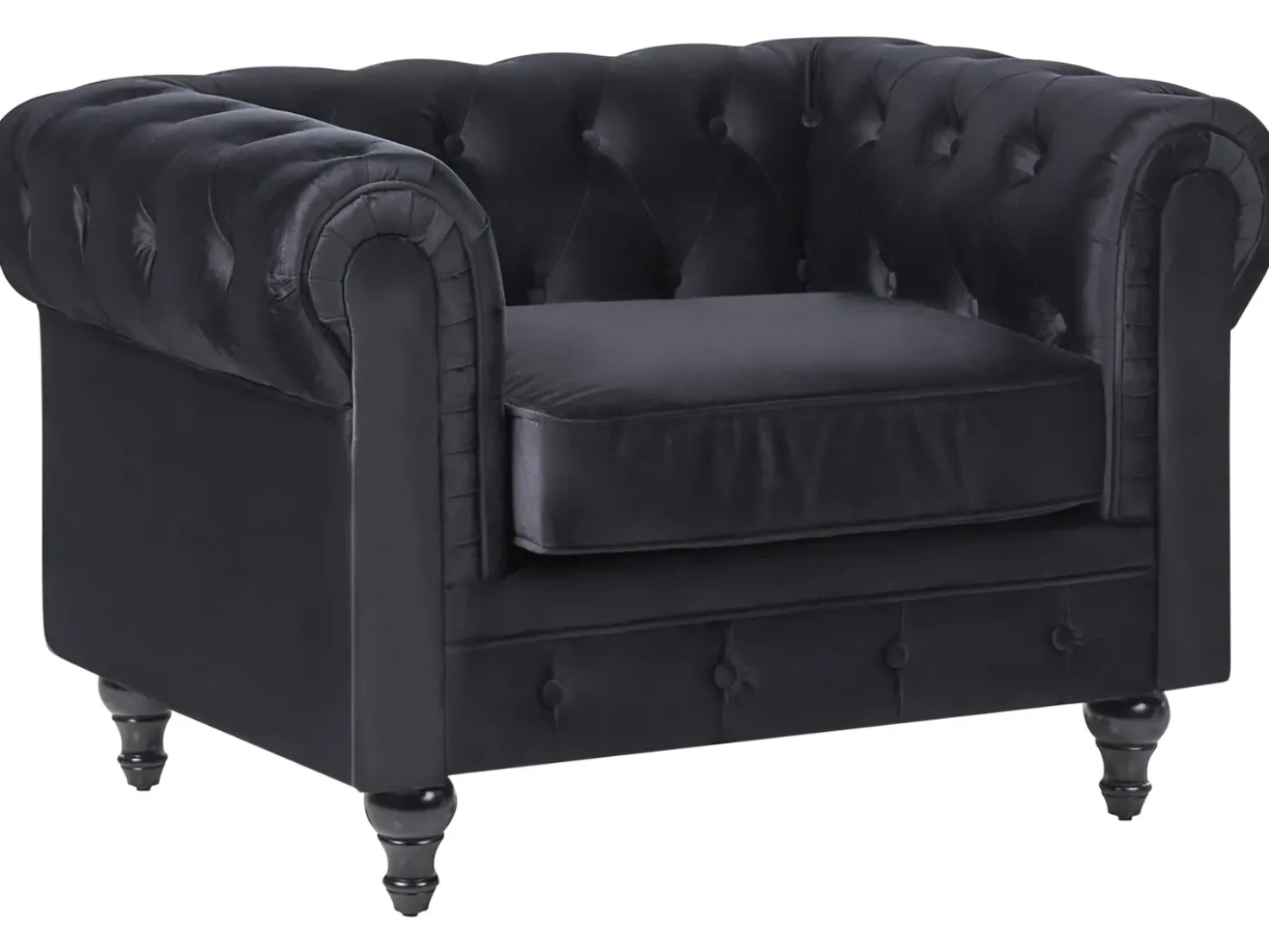 Set da salotto 4 posti CHESTERFIELD Velluto Nero