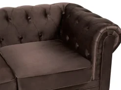 Set da salotto 4 posti CHESTERFIELD Velluto Marrone scuro