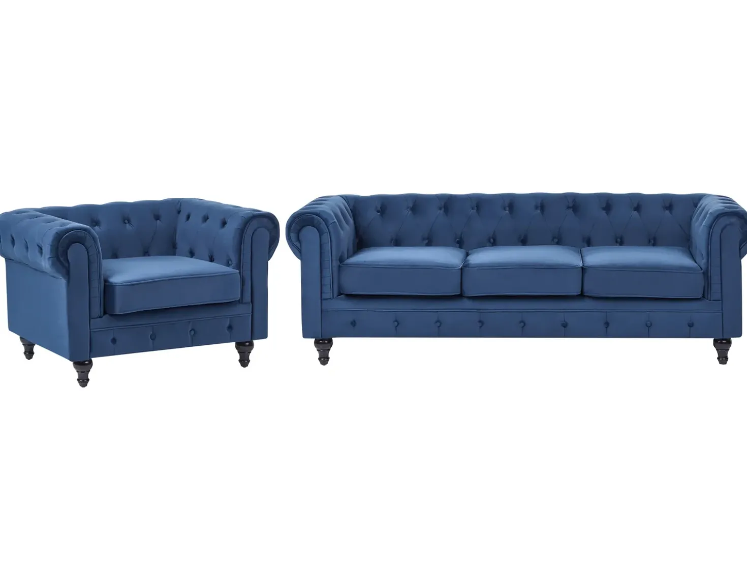 Set da salotto 4 posti CHESTERFIELD Velluto Blu marino