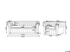 Set da salotto 4 posti CHESTERFIELD Pelle naturale Marrone