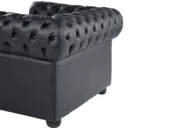 Set da salotto 4 posti CHESTERFIELD Pelle naturale Nero