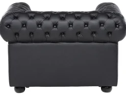 Set da salotto 4 posti CHESTERFIELD Pelle naturale Nero