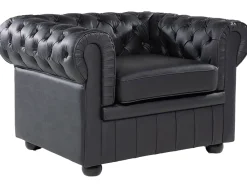 Set da salotto 4 posti CHESTERFIELD Pelle naturale Nero