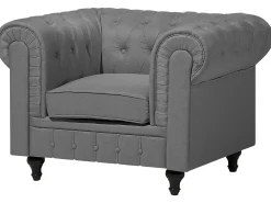 Set da salotto 4 posti CHESTERFIELD Tessuto Grigio chiaro