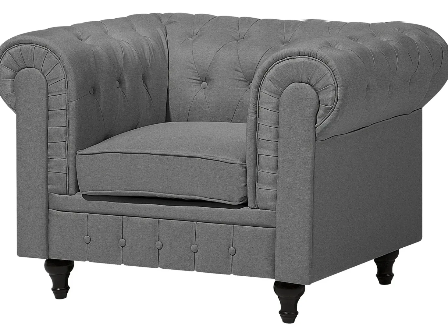 Set da salotto 4 posti CHESTERFIELD Tessuto Grigio chiaro