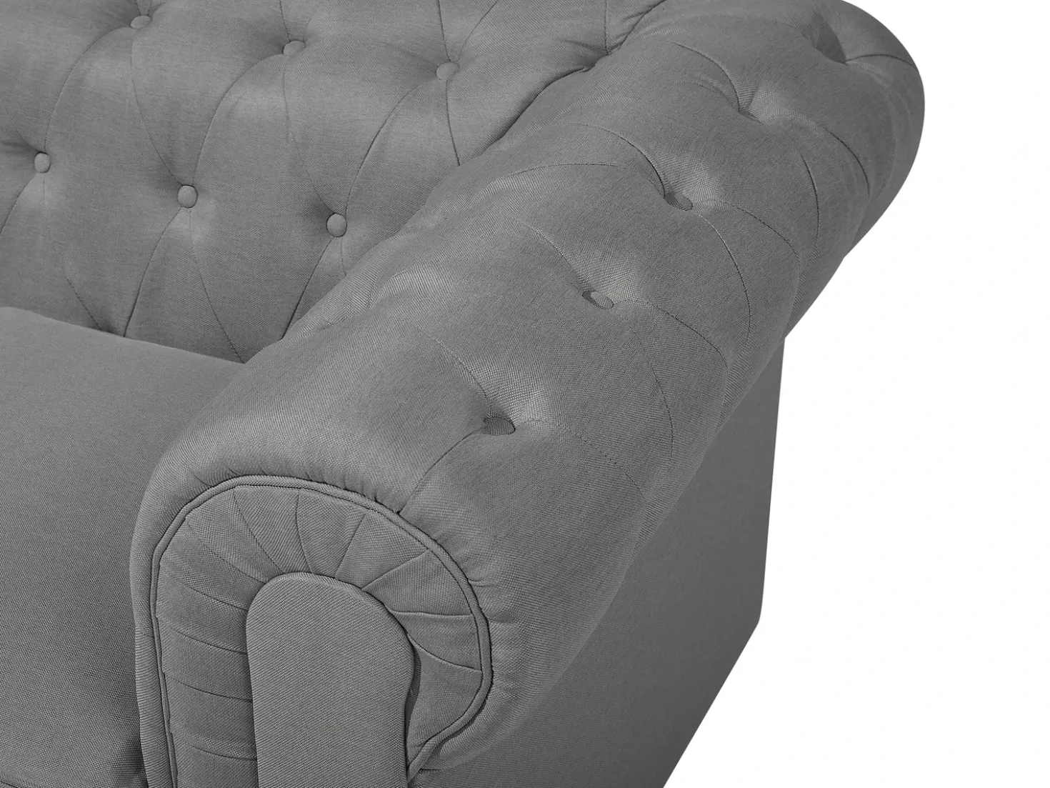 Set da salotto 4 posti CHESTERFIELD Tessuto Grigio chiaro
