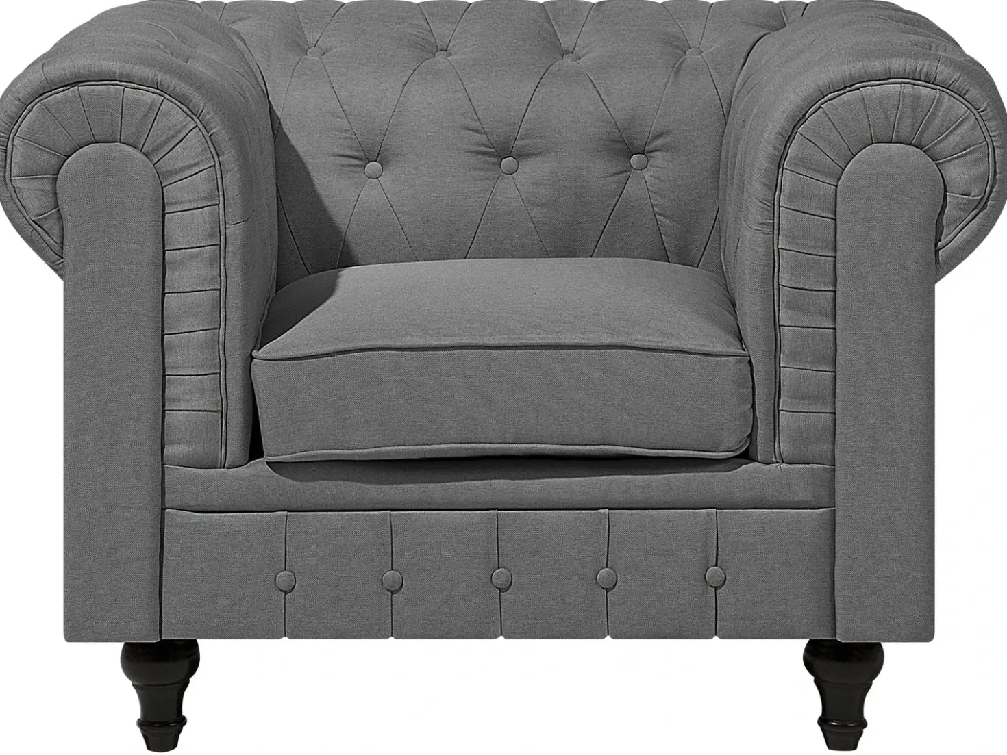 Set da salotto 4 posti CHESTERFIELD Tessuto Grigio chiaro