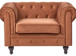 Set da salotto 4 posti CHESTERFIELD Velluto Marrone dorato