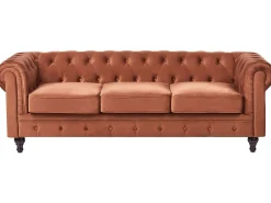 Set da salotto 4 posti CHESTERFIELD Velluto Marrone dorato