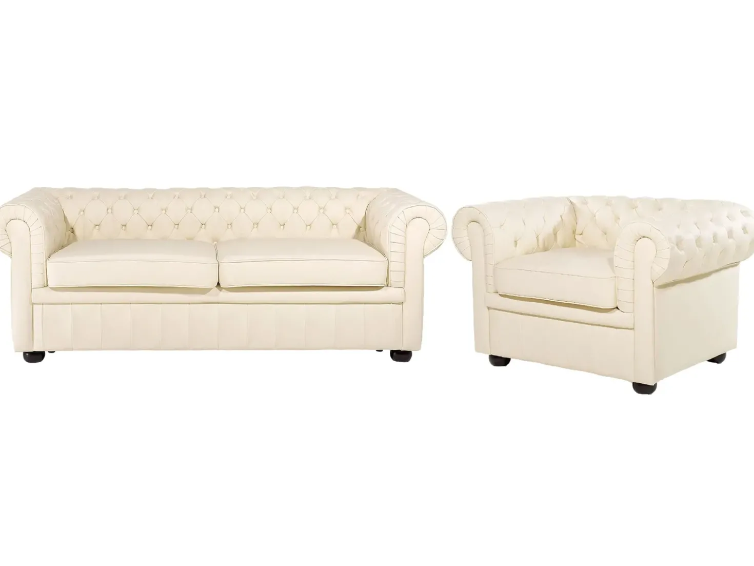 Set da salotto 4 posti CHESTERFIELD Pelle naturale Beige chiaro