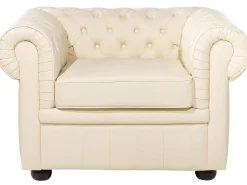 Set da salotto 4 posti CHESTERFIELD Pelle naturale Beige chiaro
